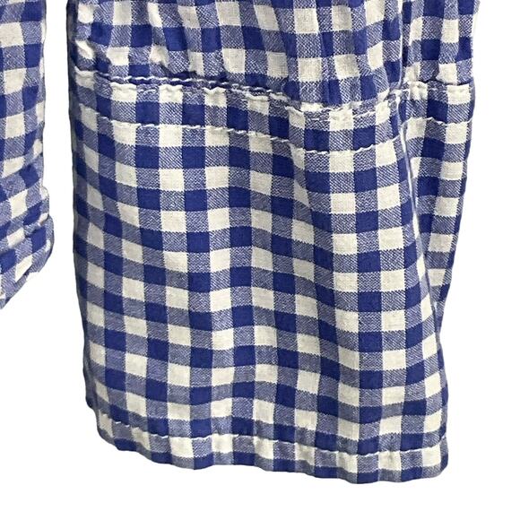 J. Crew Womens Boy Fit Crinkle Gingham Blue White Plaid Shirt Button Up sz 4 - Picture 6 of 10